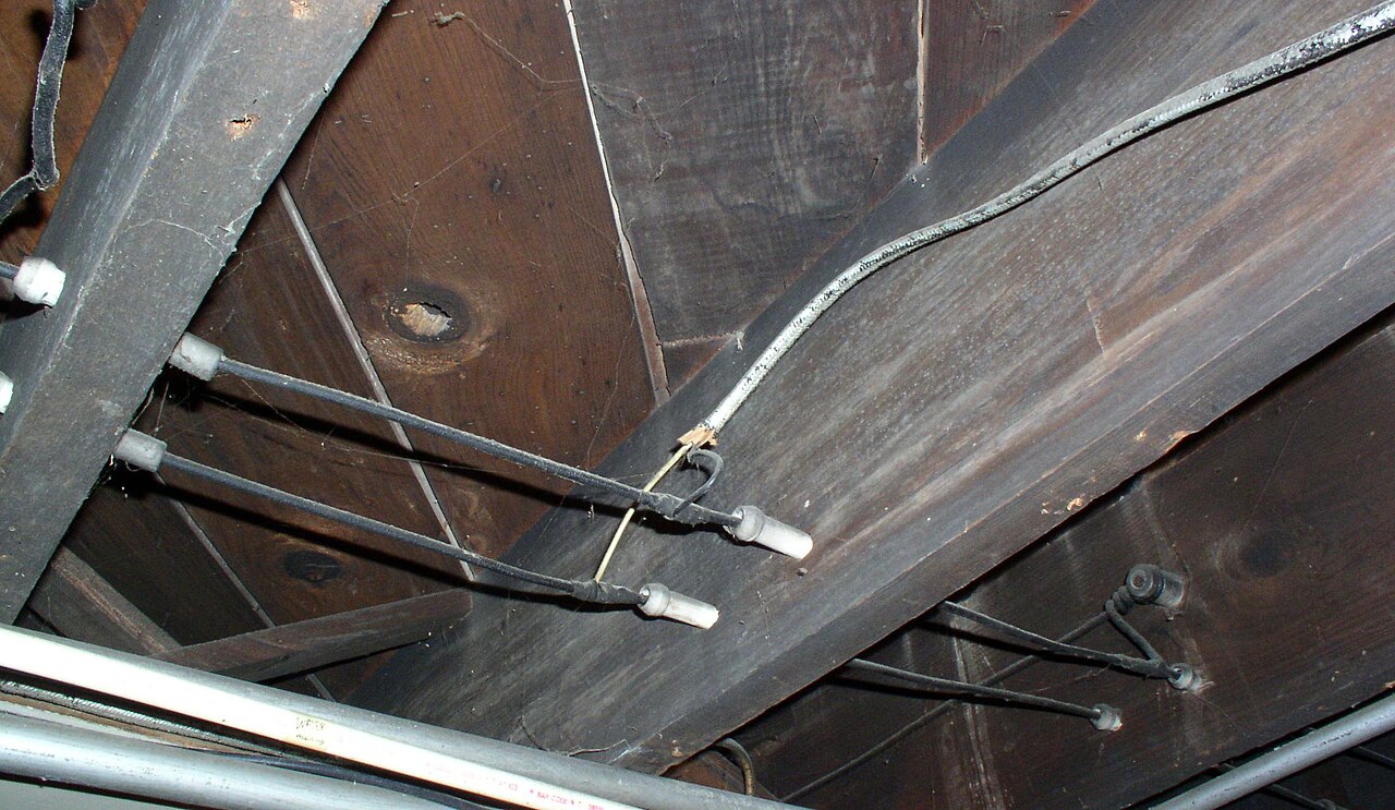 Knob-and-tube wiring in an older Ontario home inspected before rewiring — Bano Electrical Services Ltd
